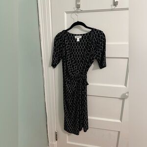 Motherhood Maternity Black Ruched Wrap Midi Dress